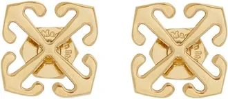 Off-white Mini Arrow Earrings in Polished Brass