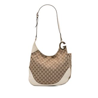 Gucci Pre-owned Womens Hobo Canvas Shoulder Bag - Tan Textile - One Size