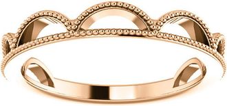 Pompeii3 14k Rose Gold Womens Crown Design 4mm Wedding Band Stackable Ring