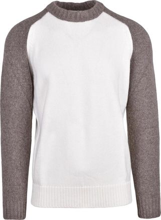 KANGRA Two-Tone Wool Crewneck Sweater With Raglan Sleeves