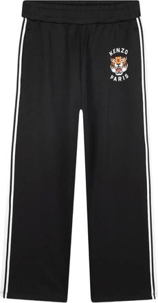 Kenzo Kids Black Trousers with Logo Embroidery - male - Kenzo - Sweatpants - Black - 10 Y - Kids