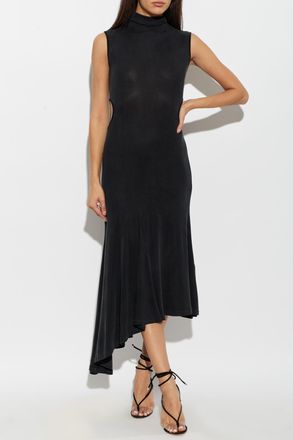 Off-white Asymmetrical Dress With Turtleneck, Womens, Grey