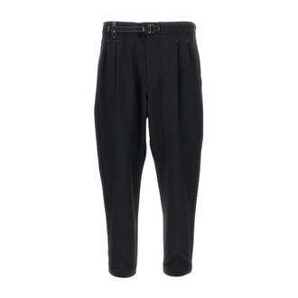 And Wander Cropped Trousers, male, Black, M, PE Melange Twill Wide Trousers