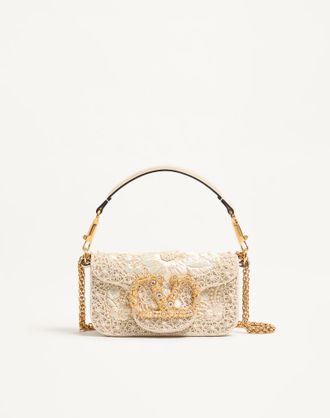 Valentino Garavani Borsa piccola a spalla Valentino Garavani Loc&ograve; ricamata con logo gioiello Donna BURRO UNI