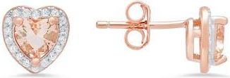 Queen Jewels Cubic Zirconia Halo Heart Stud Earrings in Rose Gold at Nordstrom Rack