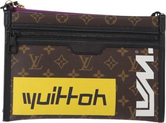 Louis Vuitton Double Flat Messenger Limited Edition Logo Story Monogram Canvas And Denim Multicolour Canvas Handbag (Pre-Owned)
