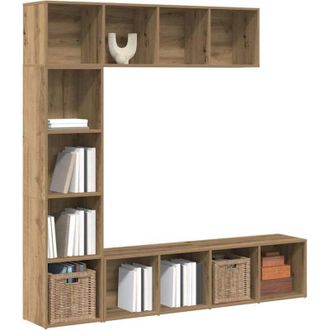 vidaXL Estanter&iacute;as Para Libros 3 Uds Madera Ingenier&iacute;a Roble Artesanal Vidaxl