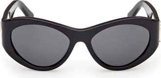 Emilio Pucci 54mm Cat Eye Sunglasses in Black /Fishtail Logo /Smoke at Nordstrom