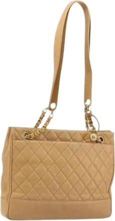 Chanel Pre-owned Tote Bags, female, Beige, Size: ONE SIZE Pre-owned Vintage Caviar Shoulder Bag