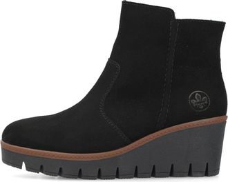 Rieker Zwarte Su&egrave;de Sleehak Enkellaarzen - Dames - Sleehakken - Zwart - 39 EU - Su&egrave;de - Schoenen