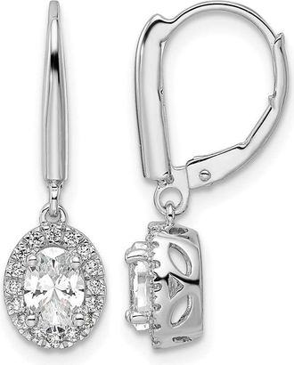 Diamond2Deal 14k White Gold Lab Grown Diamond Oval Shape Drop Dangle Earrings