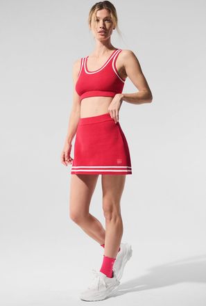 Alo | Tennis Club Sweater Knit Skirt in Candy Red/White, Size: XS