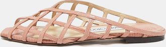 Jimmy Choo London Pink Leather Sai Flat Sandals