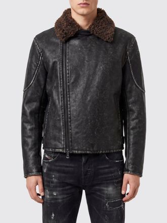 Diesel Giacca biker W-Alex in pelle sintetica con collo in pelliccia amovibile