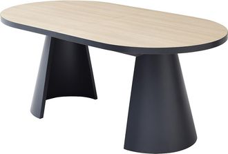 Vente-Unique Mesa de comedor extensible de 6 a 10 personas en MDF y metal - Natural claro y Negro - KORIZEA