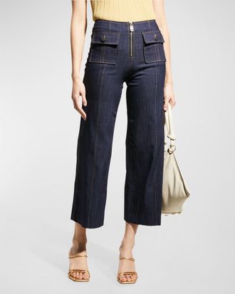 Cinq à Sept Azure Wide-Leg Stitched Pants