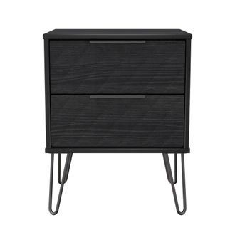 Lewis's Harlequin 2 Drawer Bedside in Black Ash - Ready Assembled - Lewiss Home | TJ Hughes