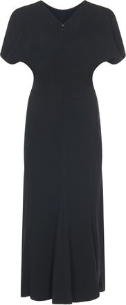 Victoria Beckham Womens Midi Dress Gathered Waist Black Viscose