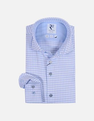 R2 Mens R2 Cut Away Check Shirt Light Blue - Size: 46/48