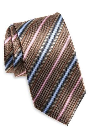 Nordstrom Stripe Jacquard Silk Tie in Brown at Nordstrom