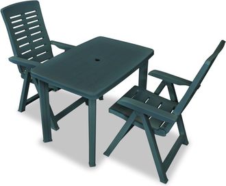 vidaXL Set De Mesa Y Sillas Bistr&oacute; De Jard&iacute;n 3 Piezas Pl&aacute;stico Verde Vidaxl
