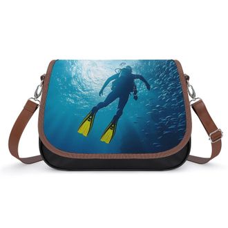 Generic Hawaii Diver And Fish Crossbody Bags for Women Shoulder Messenger Bag Purse Handbags