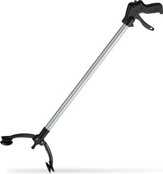 Relaxdays Relaxdays - 10 Alcanzadores Pinzas Largas, Aluminio-polipropileno, Negro-plateado, 88 Cm