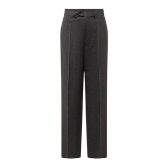 Victoria Beckham Cropped Trousers, female, Gray, Size: 2XS Cropped Wool Tapered Trousers