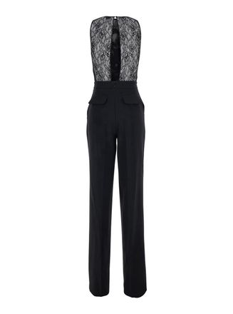 Elisabetta Franchi Womens Jumpsuit Sleeveless Black Lace Polyester Jumpsuits Dress