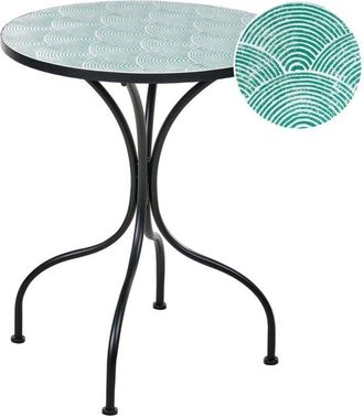 Beliani Mesa De Balc&oacute;n Bistr&oacute; Para Exteriores Estilo Vintage Tablero Decorativo Y Estructura De Hierro Negro Anapo