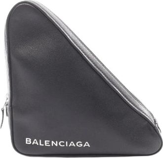 Balenciaga Pre-owned Mini Bags, female, Black, Size: ONE SIZE Pre-owned Triangle Leather Clutch Bag