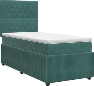 vidaXL Cama Box Spring Con Colch&oacute;n Verde Oscuro 100 X 200 Cm Vidaxl