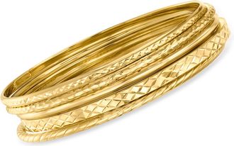 Ross-Simons 18kt Gold Over Sterling Jewelry Set: 5 Textured Bangle Bracelets