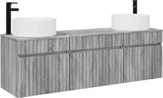 vidaXL Juego De Muebles De Ba&ntilde;o 3 Uds. Sonoma Gris 49 X 44,5 X 65,5 Cm Vidaxl