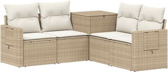 vidaXL Juego De Sof&aacute; 5 Uds. Beige Y Blanco Crema Vidaxl