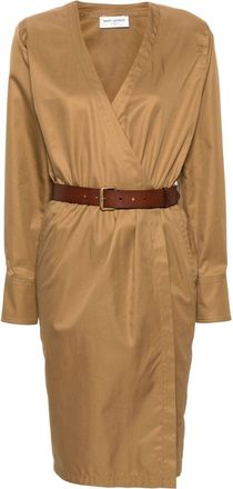 Saint Laurent Cotton Twill Midi Dress