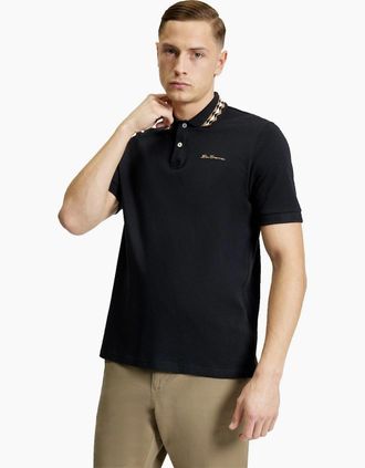 Ben Sherman Mens Ben Sherman Mens Collar Interest Short Sleeve Polo Shirt - Black - Size: 44