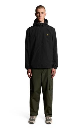 Lyle & Scott Zip Through Hooded Jacket in Jet Black at Nordstrom, Size Xx-Large
