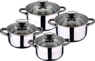 San Ignacio Bateria 8pc Acero Inoxidable Apta Para Inducci&oacute;n Colecci&oacute;n Hita