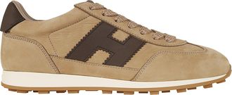Hogan Beige Suede H727 Retro Running Sneakers