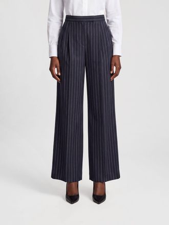 Max Mara Pantaloni gessati a vita alta in misto lana con gamba larga