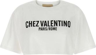 Valentino Print T-shirt met korte mouwen en ronde hals - Dames - T-shirts - Beige - M - Tops