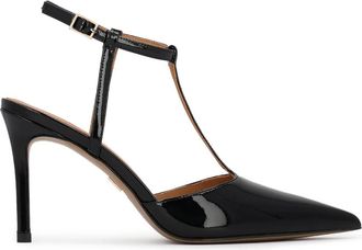 Kazar Gelakte pumps met enkelbandje - Dames - Pumps - Zwart - 39 EU - Leer - Schoenen