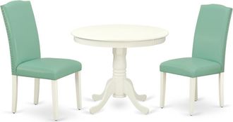 East West Furniture Dining Room Set Linen White, ANEN3-LWH-57