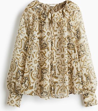 H&M Bluse mit Volantkragen - Beige