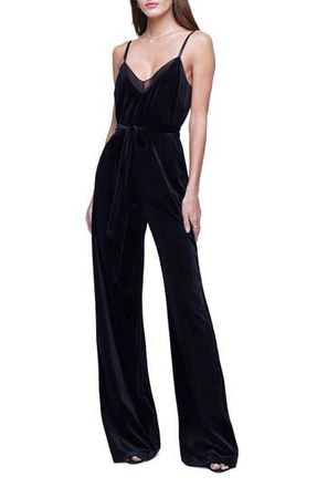 L'agence Justice Wide Leg Velvet Jumpsuit in Black at Nordstrom Rack, Size 12
