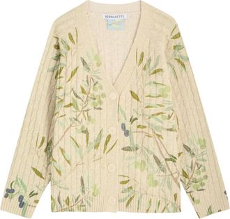 Bernadette floral-print cable-knit cardigan - Beige