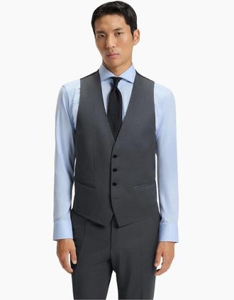 HUGO BOSS Mens Solid Patterned Waist Tab Waist Coat - Grey - Size: 34 44
