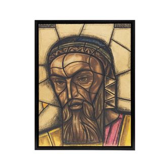 Artery8 St Luke Stained Glass Design Holst Framed Canvas Wall Art Print | Size: W24 x H32
