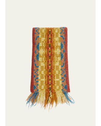 Dries Van Noten Mens Wool Fair Isle Fringe Scarf